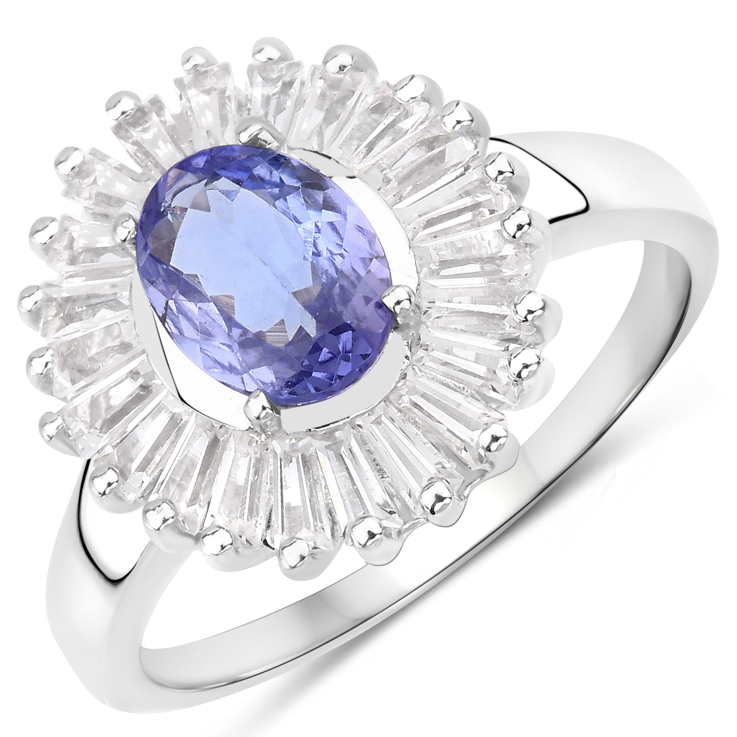 2.47 Carat Genuine Tanzanite and White Topaz .925 Sterling Silver Ring on sale at MyriadMart