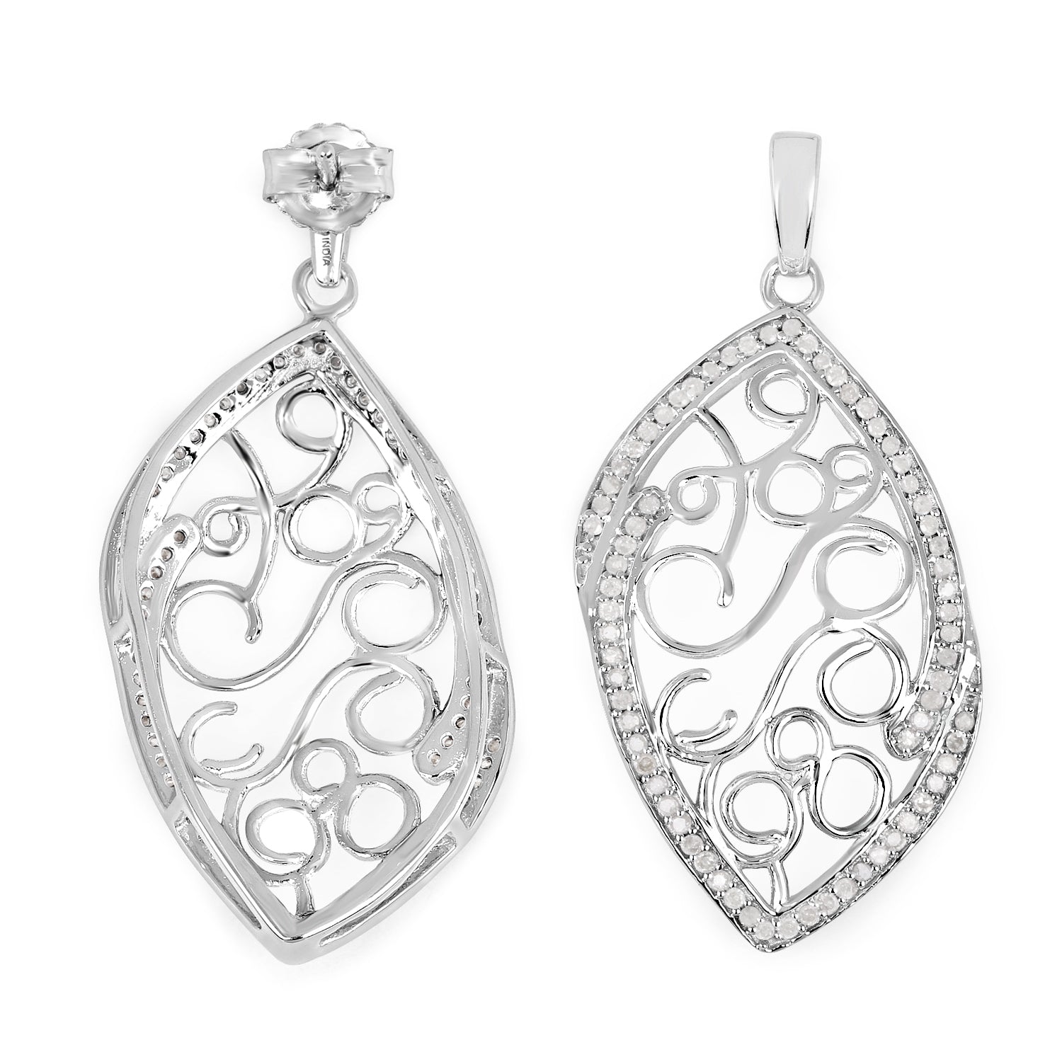 0.73 Carat Genuine White Diamond .925 Sterling Silver Earrings on sale at MyriadMart