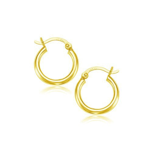 14k Yellow Gold Polished Hoop Earrings 15 mm on sale at MyriadMart