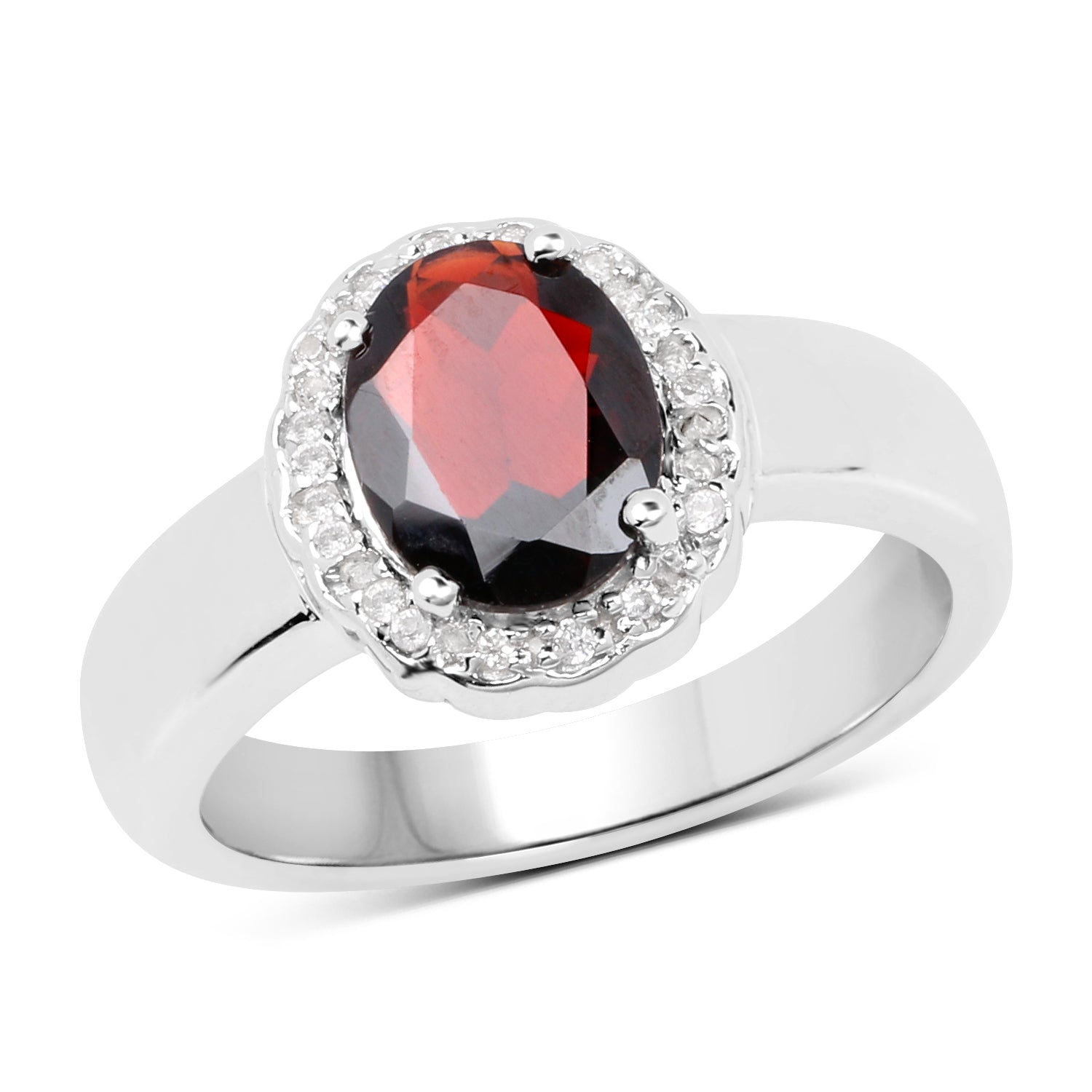 2.58 Carat Genuine Garnet and White Topaz .925 Sterling Silver Ring on sale at MyriadMart