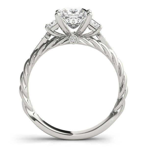 14k White Gold Princess Cut 3 Stone Antique Style Diamond Ring 1 1/8 cttw on sale at MyriadMart