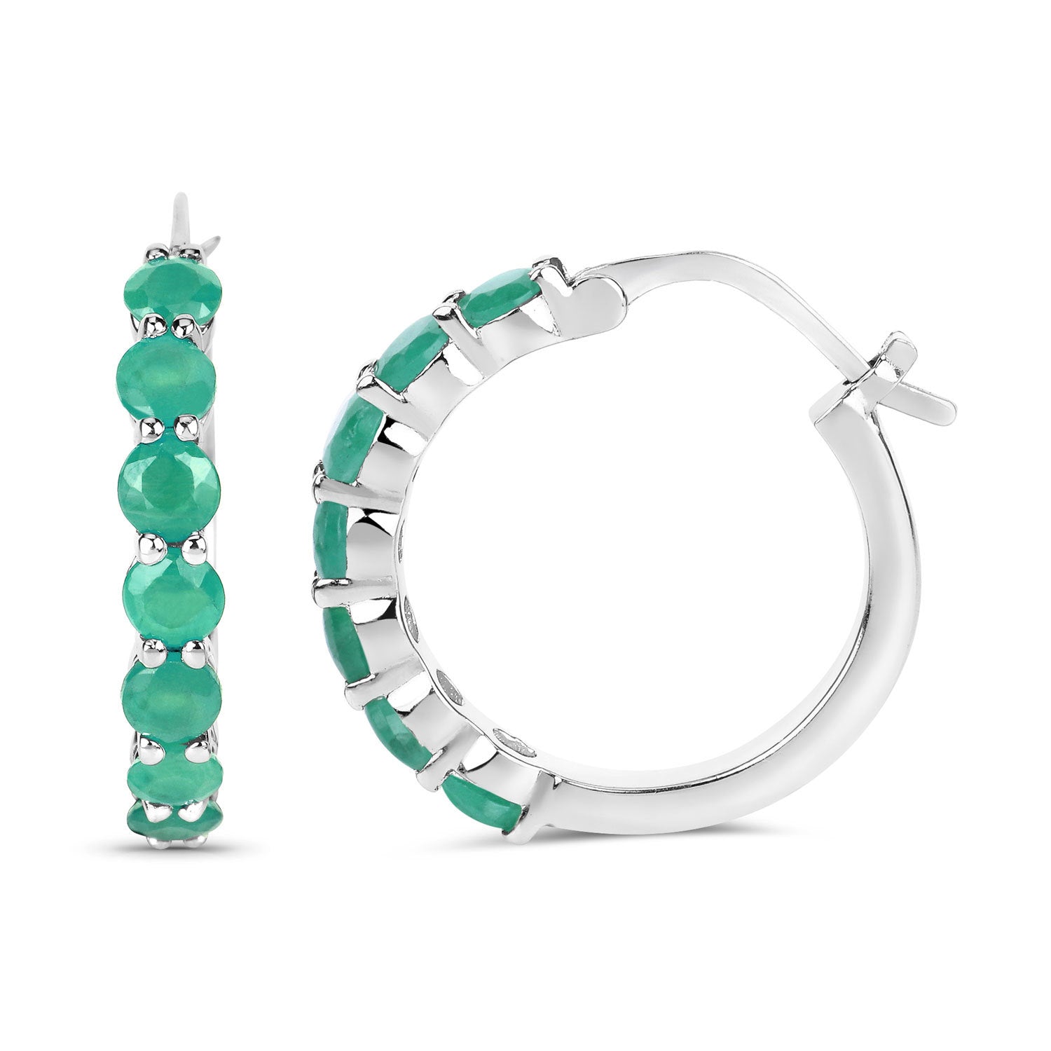 2.38 Carat Genuine Emerald .925 Sterling Silver Earrings on sale at MyriadMart