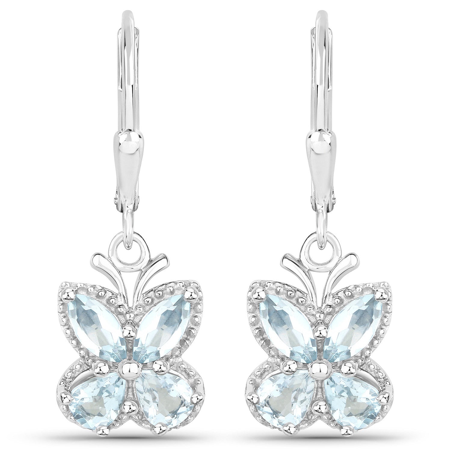 1.76 Carat Genuine Aquamarine .925 Sterling Silver Earrings on sale at MyriadMart