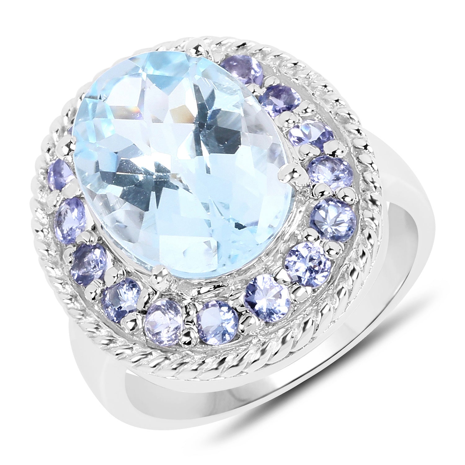 7.41 Carat Genuine Blue Topaz and Tanzanite .925 Sterling Silver Ring on sale at MyriadMart