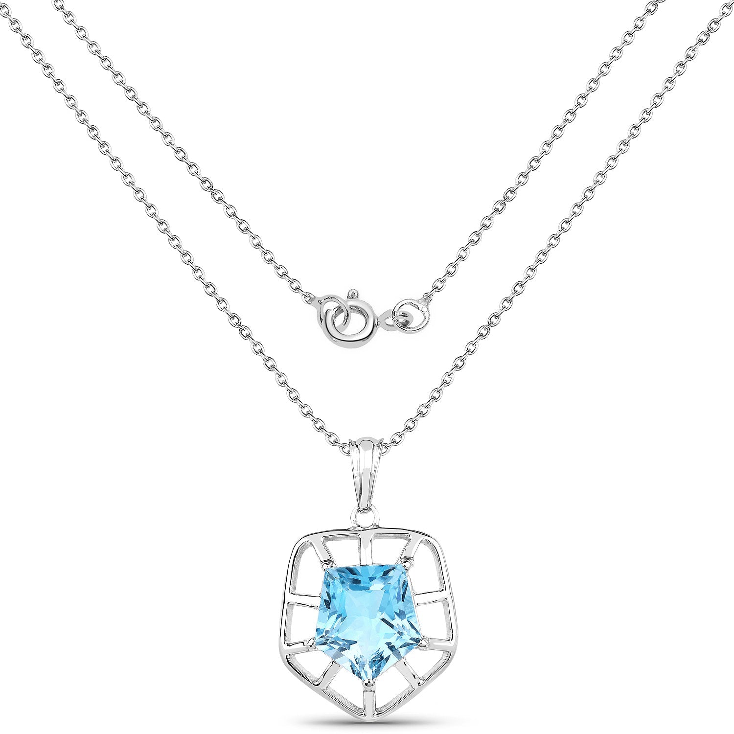 7.60 Carat Genuine Blue Topaz .925 Sterling Silver Pendant on sale at MyriadMart