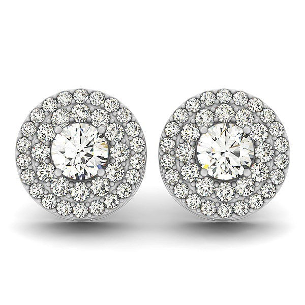 14k White Gold Double Halo Round Diamond Earrings 1 1/4 cttw on sale at MyriadMart