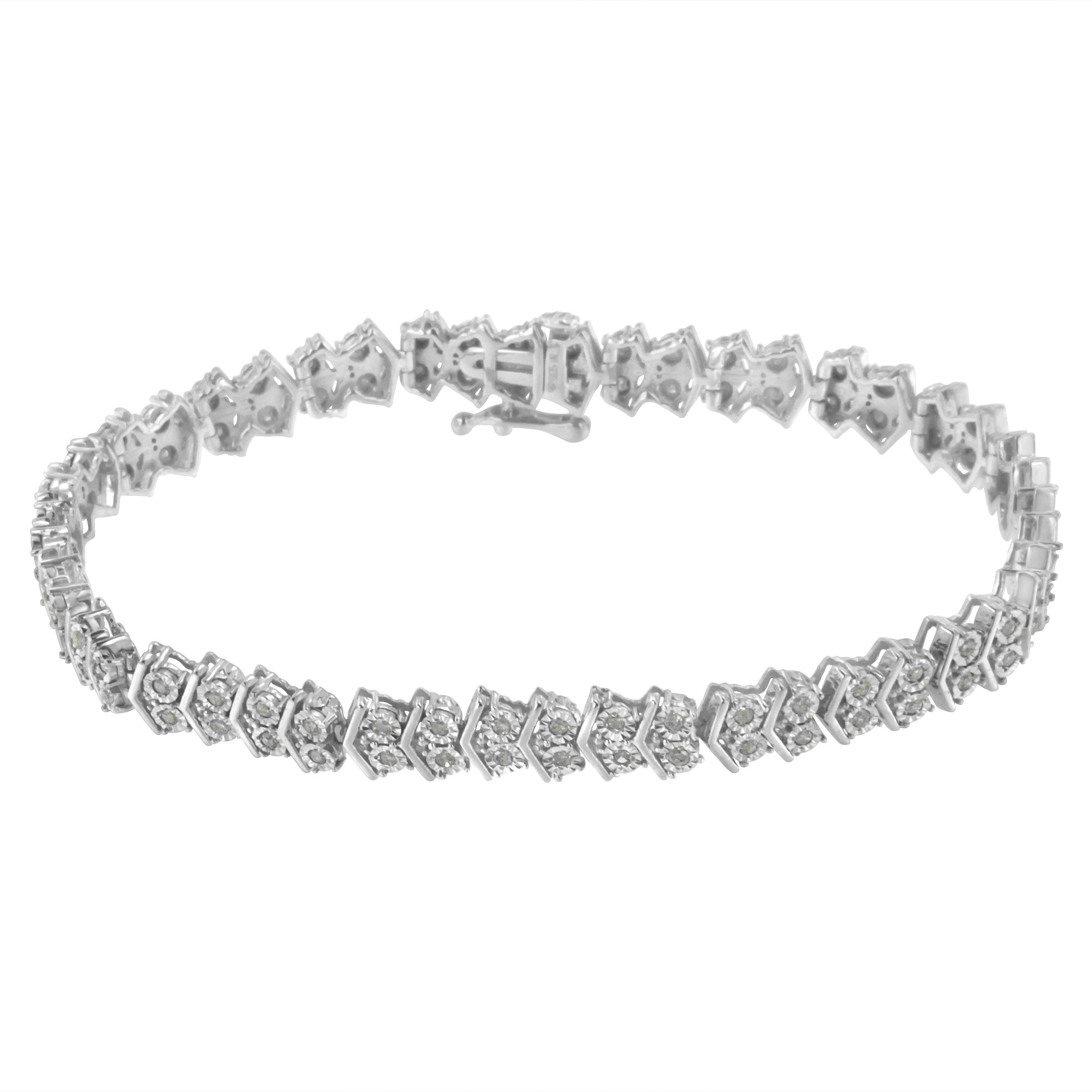 .925 Sterling Silver 1.0 cttw Diamond "Arrow" Shape Tennis Link Bracelet I-J Color, I3 Clarity -7.25" on sale at MyriadMart
