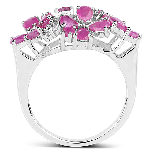 3.51 Carat Genuine Ruby and White Zircon .925 Sterling Silver Ring on sale at MyriadMart