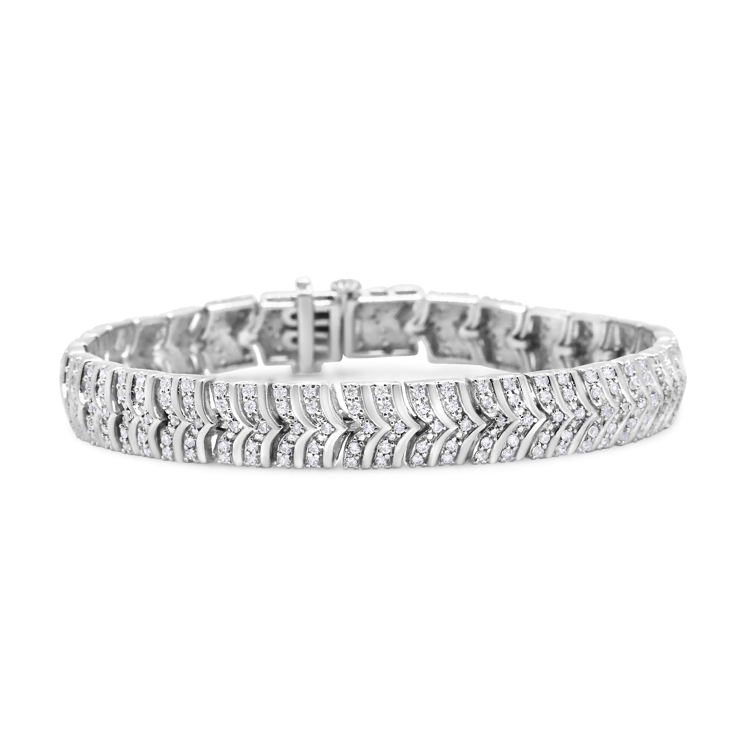 .925 Sterling Silver 3.00 Cttw Diamond Chevron Link Bracelet I2-I3 Clarity, I-J Color - Size 7.25" on sale at MyriadMart