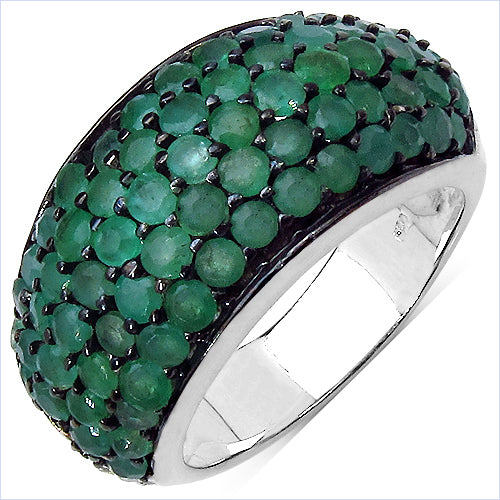 2.90 Carat Genuine Emerald & White Diamond .925 Sterling Silver Ring on sale at MyriadMart