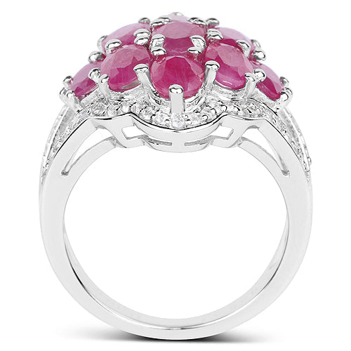 4.72 Carat Genuine Ruby and White Zircon .925 Sterling Silver Ring on sale at MyriadMart