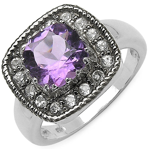 2.53 Carat Genuine Amethyst & Tanzanite .925 Sterling Silver Ring on sale at MyriadMart