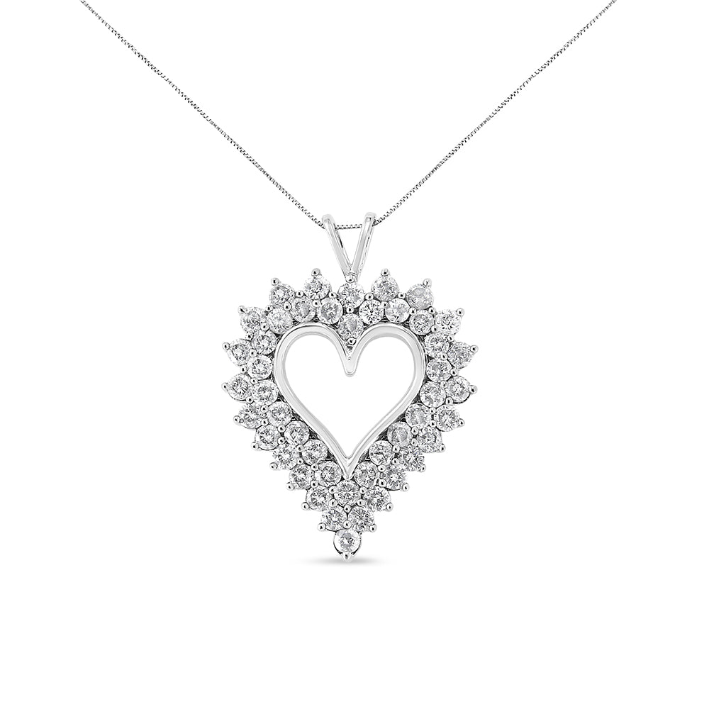 .925 Sterling Silver 4 Cttw Round-Cut Double Row Composite Diamond Heart 18" Pendant Necklace K-L Color, I1-I2 Clarity on sale at MyriadMart
