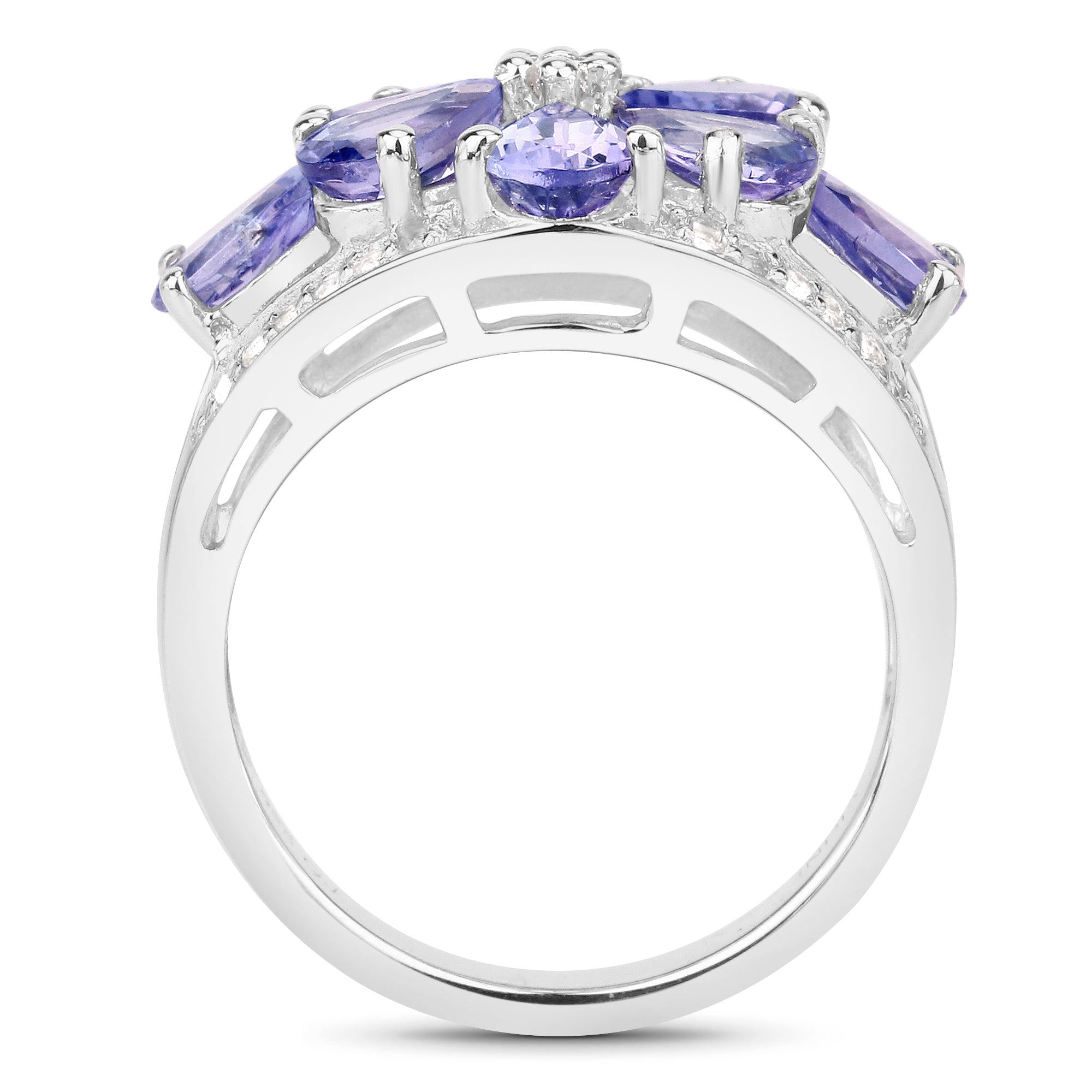 3.24 Carat Genuine Tanzanite and White Topaz .925 Sterling Silver Ring on sale at MyriadMart
