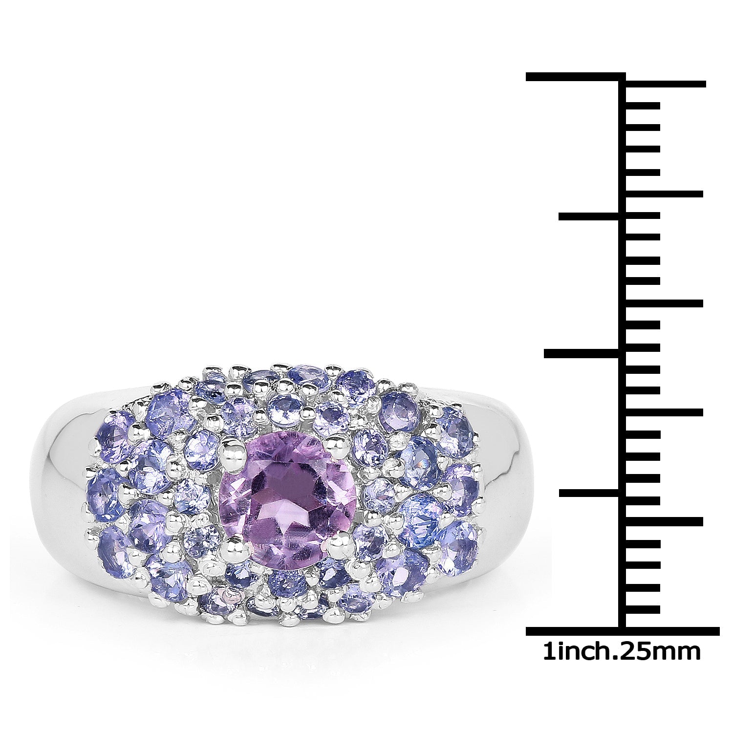 2.43 Carat Genuine Amethyst and Tanzanite .925 Sterling Silver Ring on sale at MyriadMart