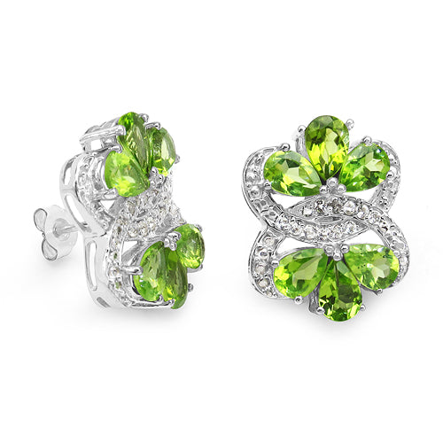 8.77 Carat Genuine Peridot & White Topaz .925 Sterling Silver Earrings on sale at MyriadMart
