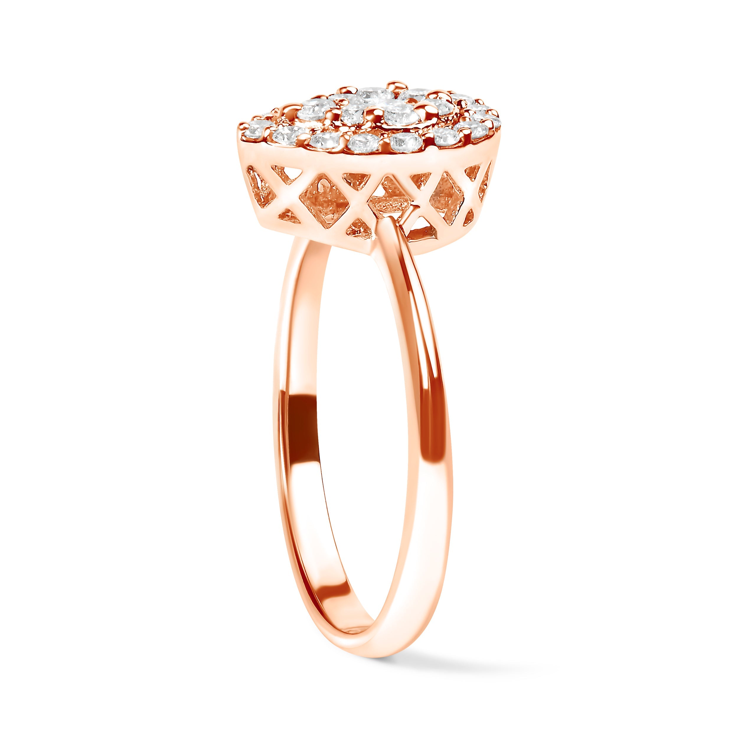 10K Rose Gold 3/8 Cttw Round-Cut Diamond Pear Promise Ring I-J Color, I2-I3 Clarity - Size 7 on sale at MyriadMart