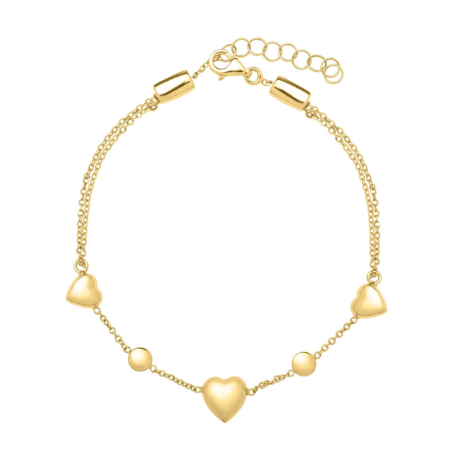 14k Yellow Gold Puff Heart Adjustable Anklet on sale at MyriadMart