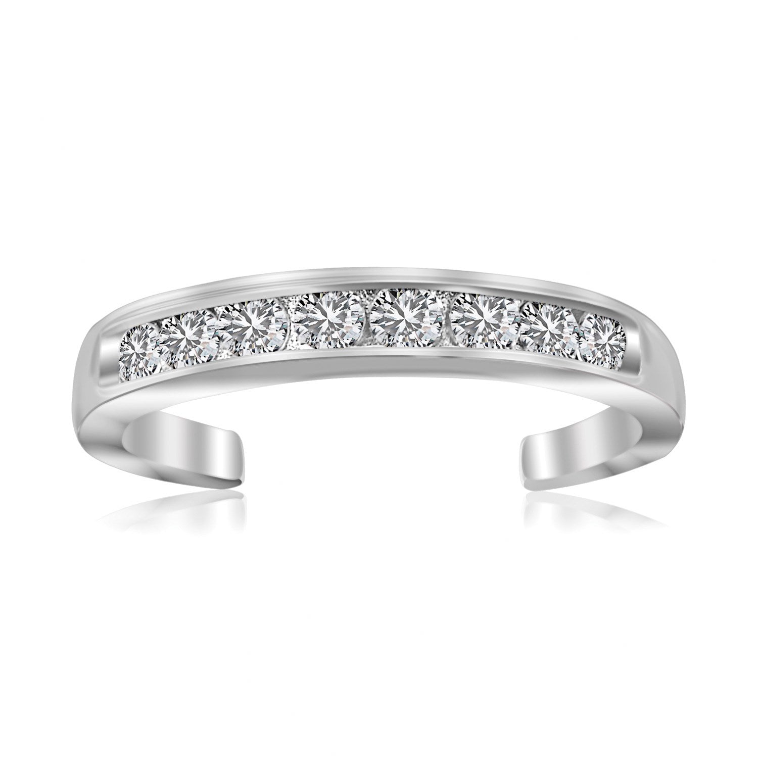Sterling Silver Rhodium Finished Toe Ring with White Tone Cubic Zirconia Accents on sale at MyriadMart