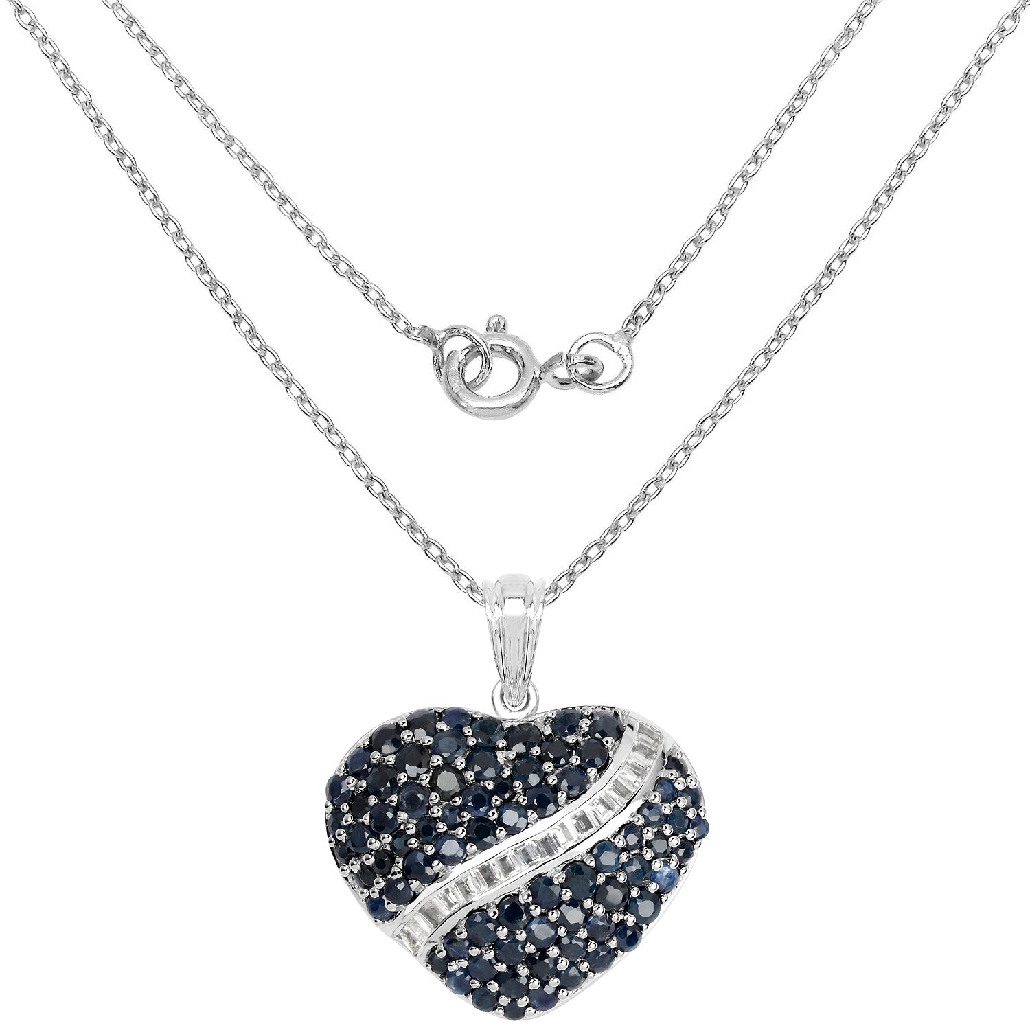 4.60 Carat Genuine Blue Sapphire and White Topaz .925 Sterling Silver Pendant on sale at MyriadMart