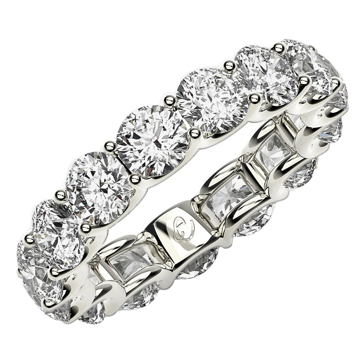 Round Cut Lab Grown Diamond Eternity Ring in 14k White Gold 5 cttw FG/VS2 on sale at MyriadMart