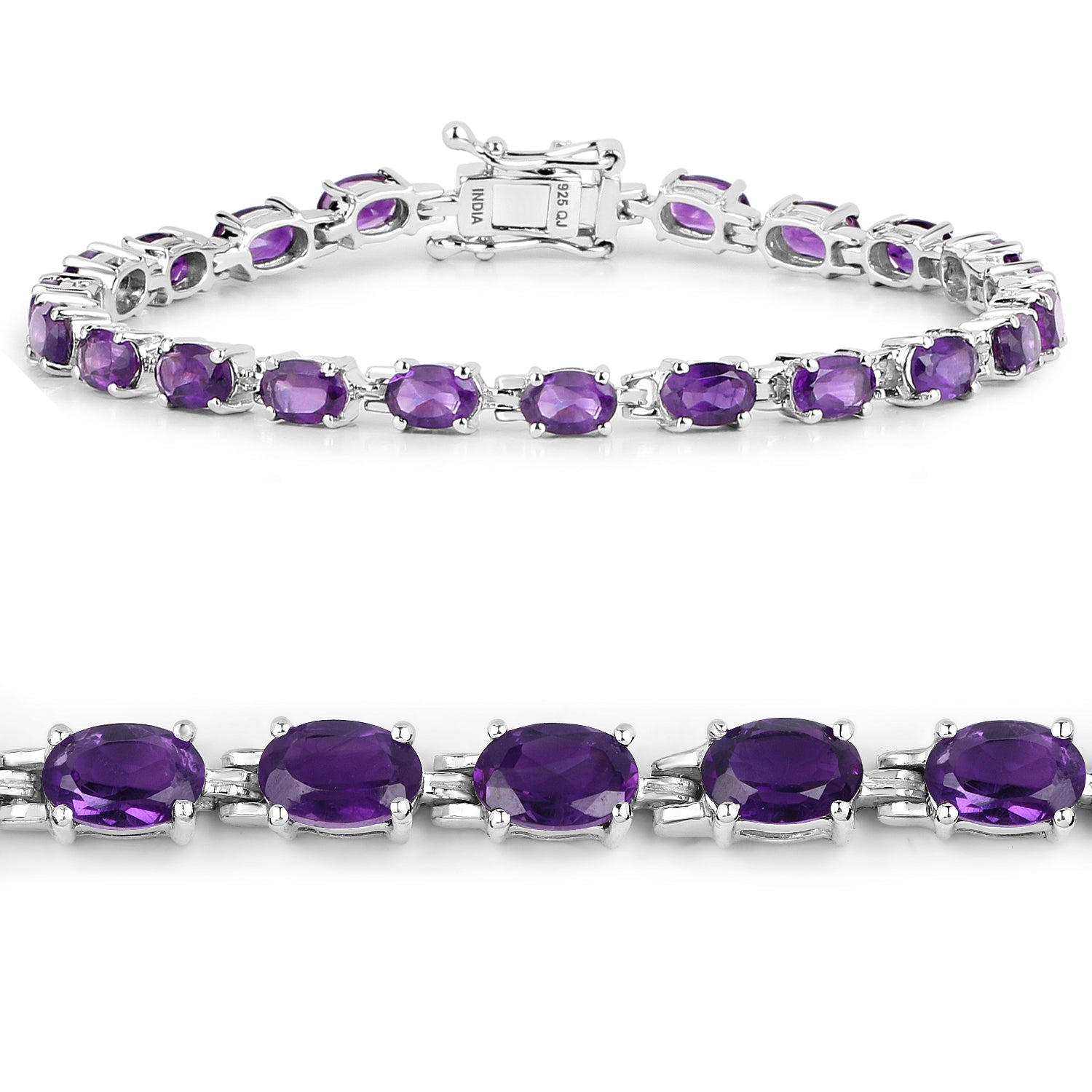 7.98 Carat Genuine Amethyst .925 Sterling Silver Bracelet on sale at MyriadMart