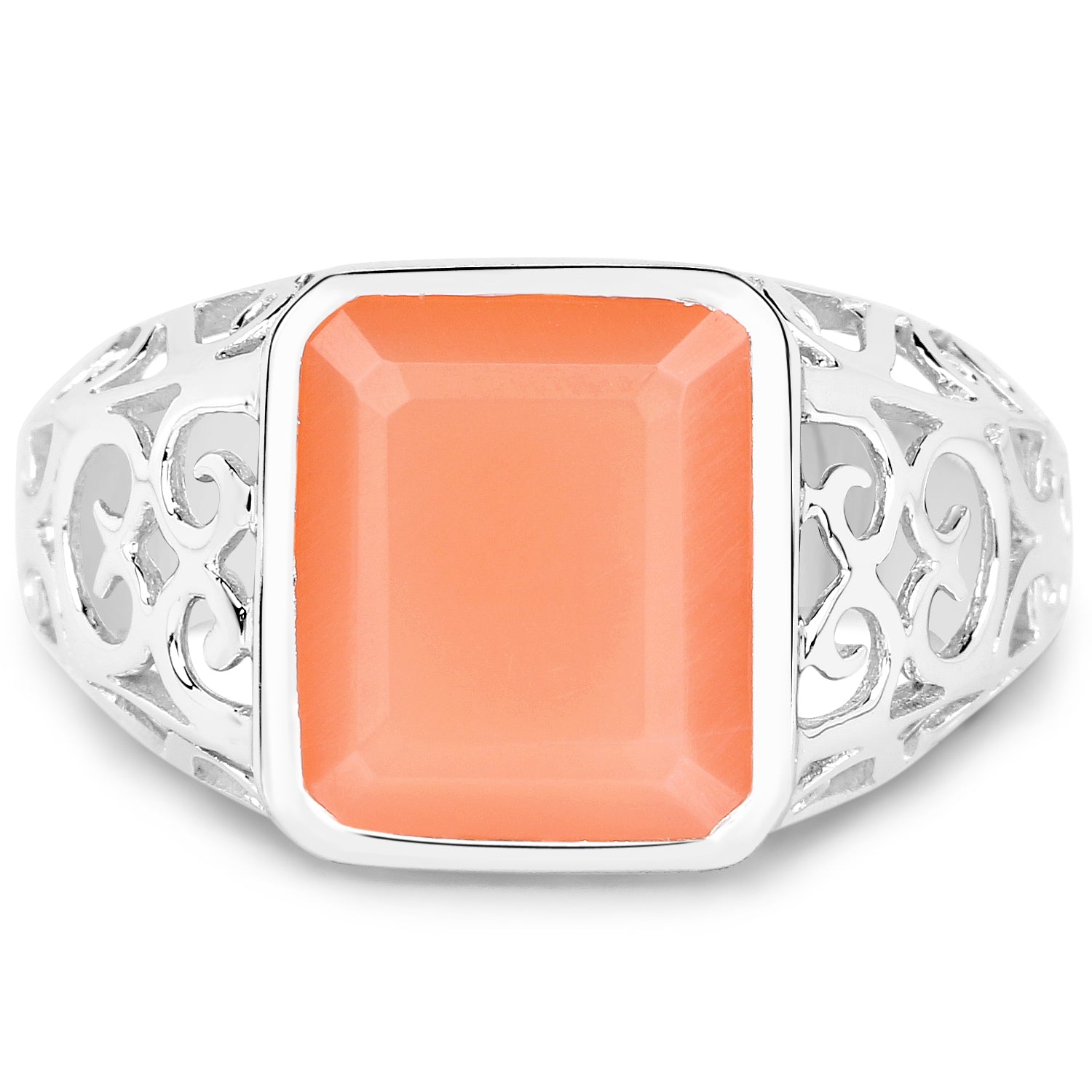 5.75 Carat Genuine Peach Moonstone .925 Sterling Silver Ring on sale at MyriadMart
