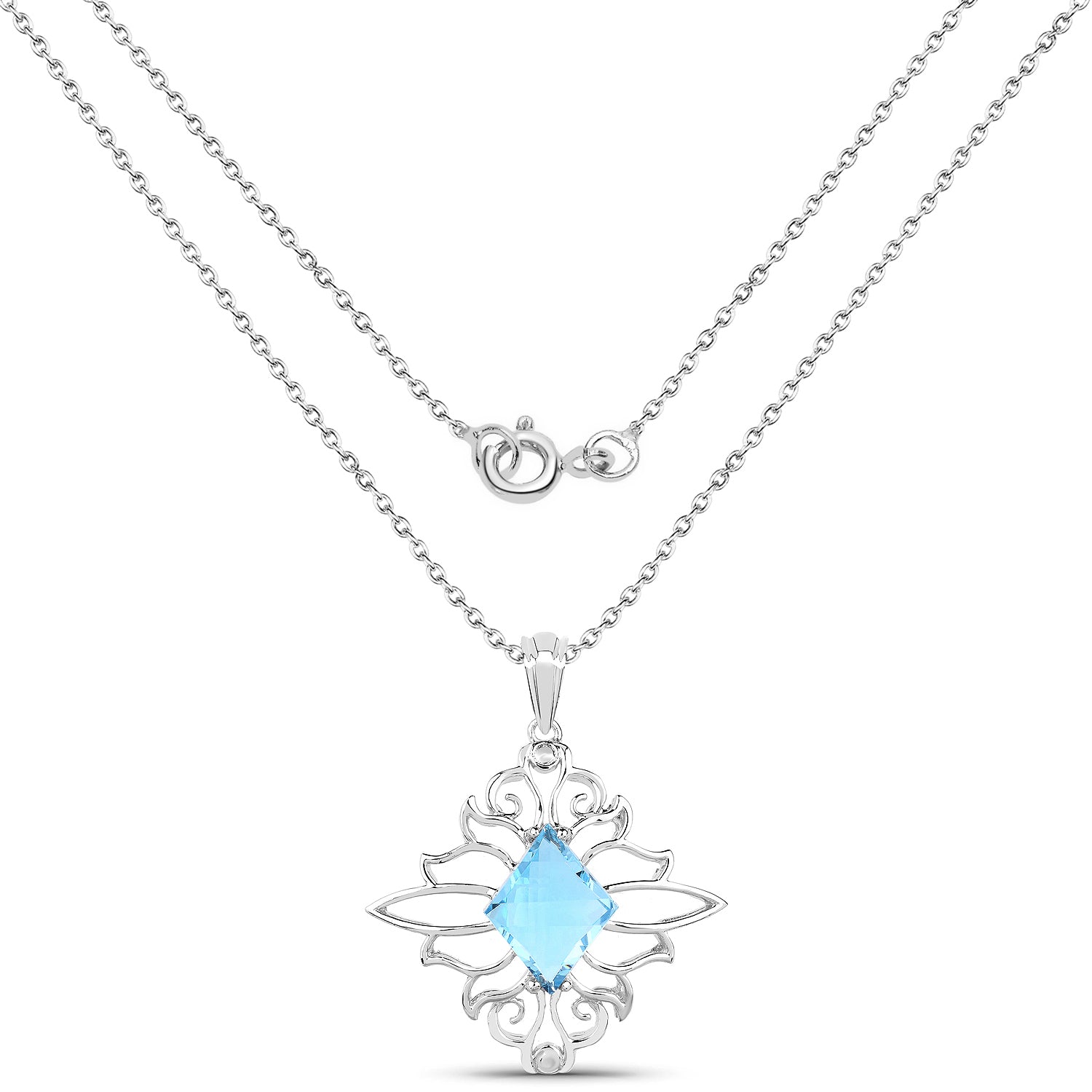 5.15 Carat Genuine Swiss Blue Topaz .925 Sterling Silver Pendant on sale at MyriadMart