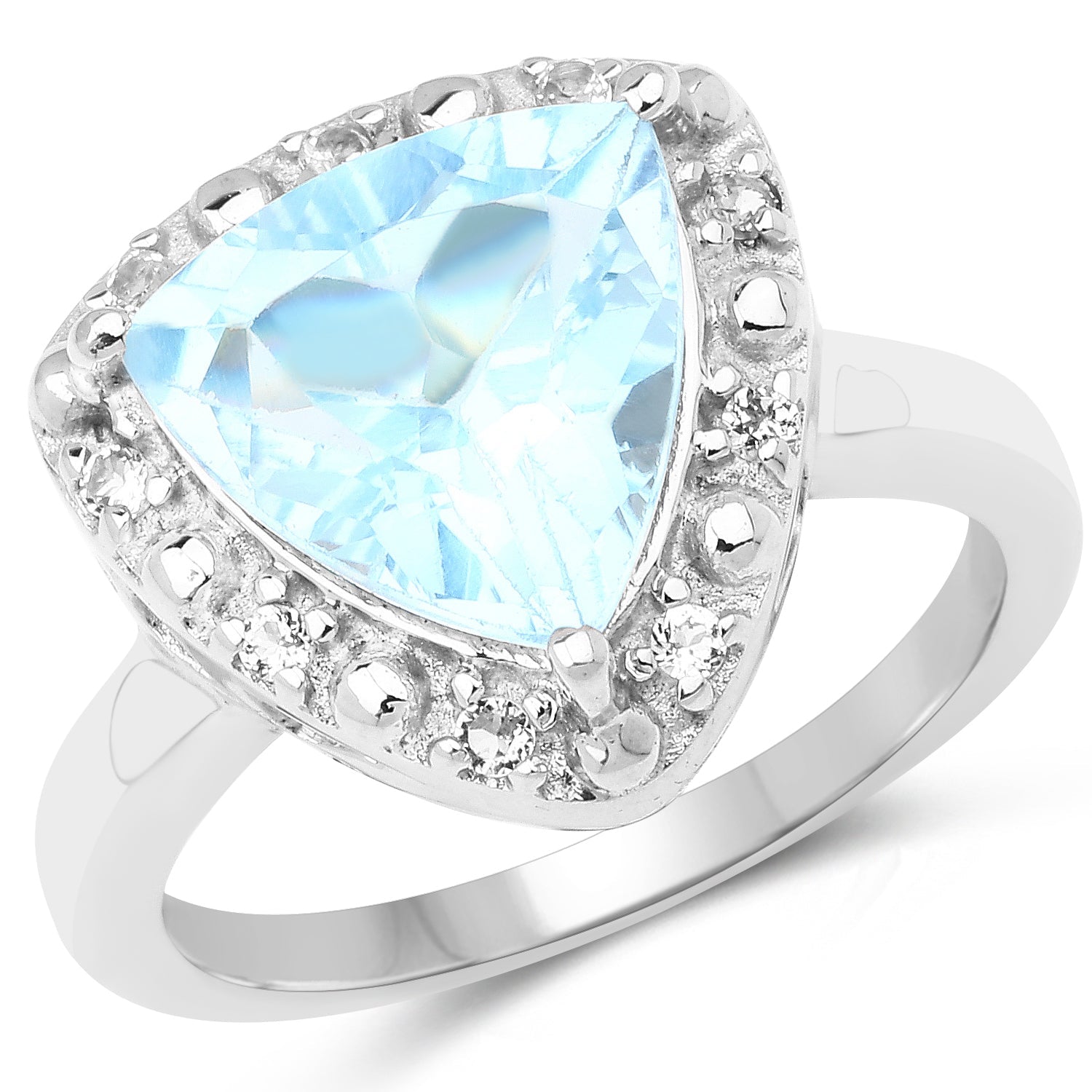 5.05 Carat Genuine Blue Topaz and White Topaz .925 Sterling Silver Ring on sale at MyriadMart