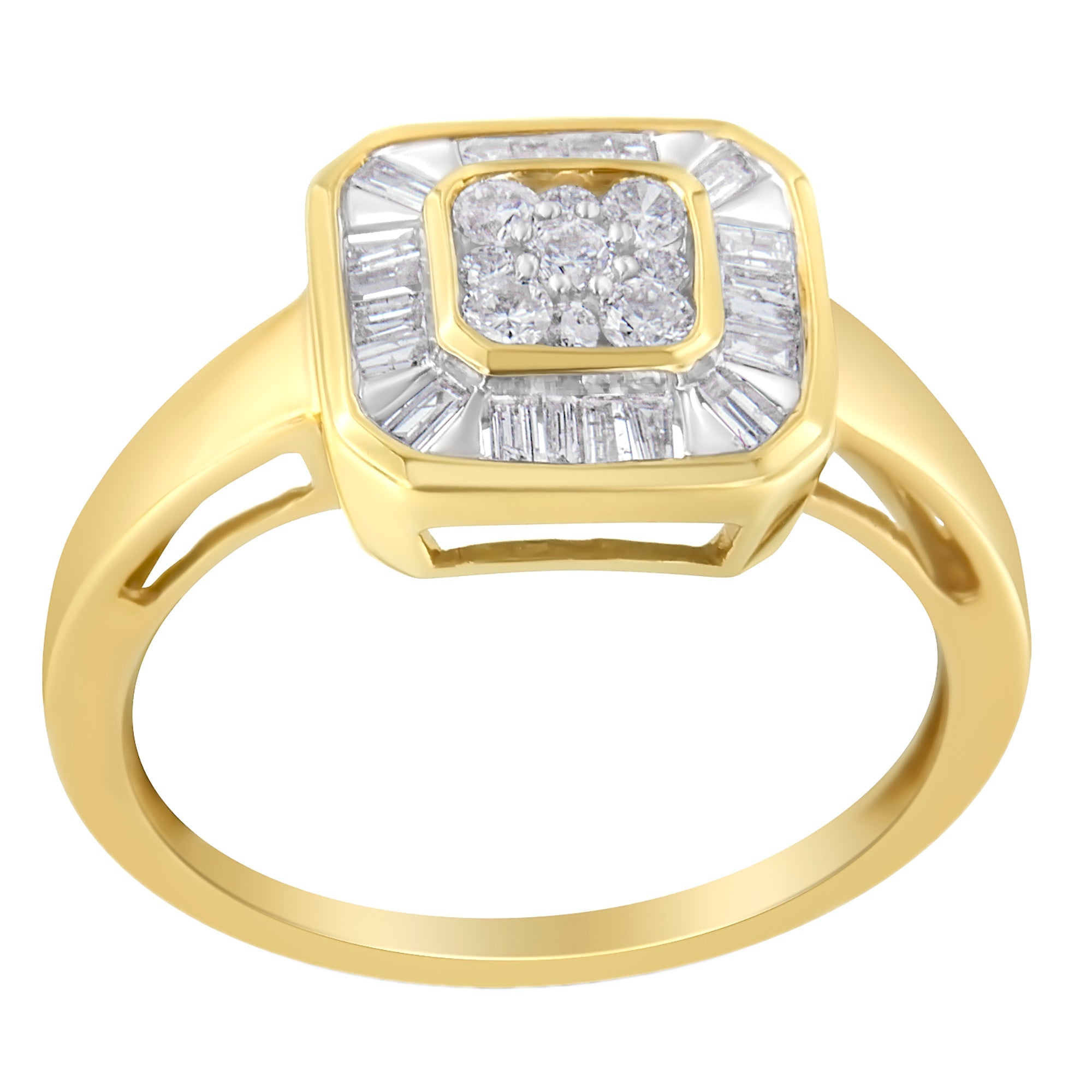10K Yellow Gold Diamond Cocktail Ring 1/2 Cttw, I-J Color, SI2-I1 Clarity - Size 6 on sale at MyriadMart