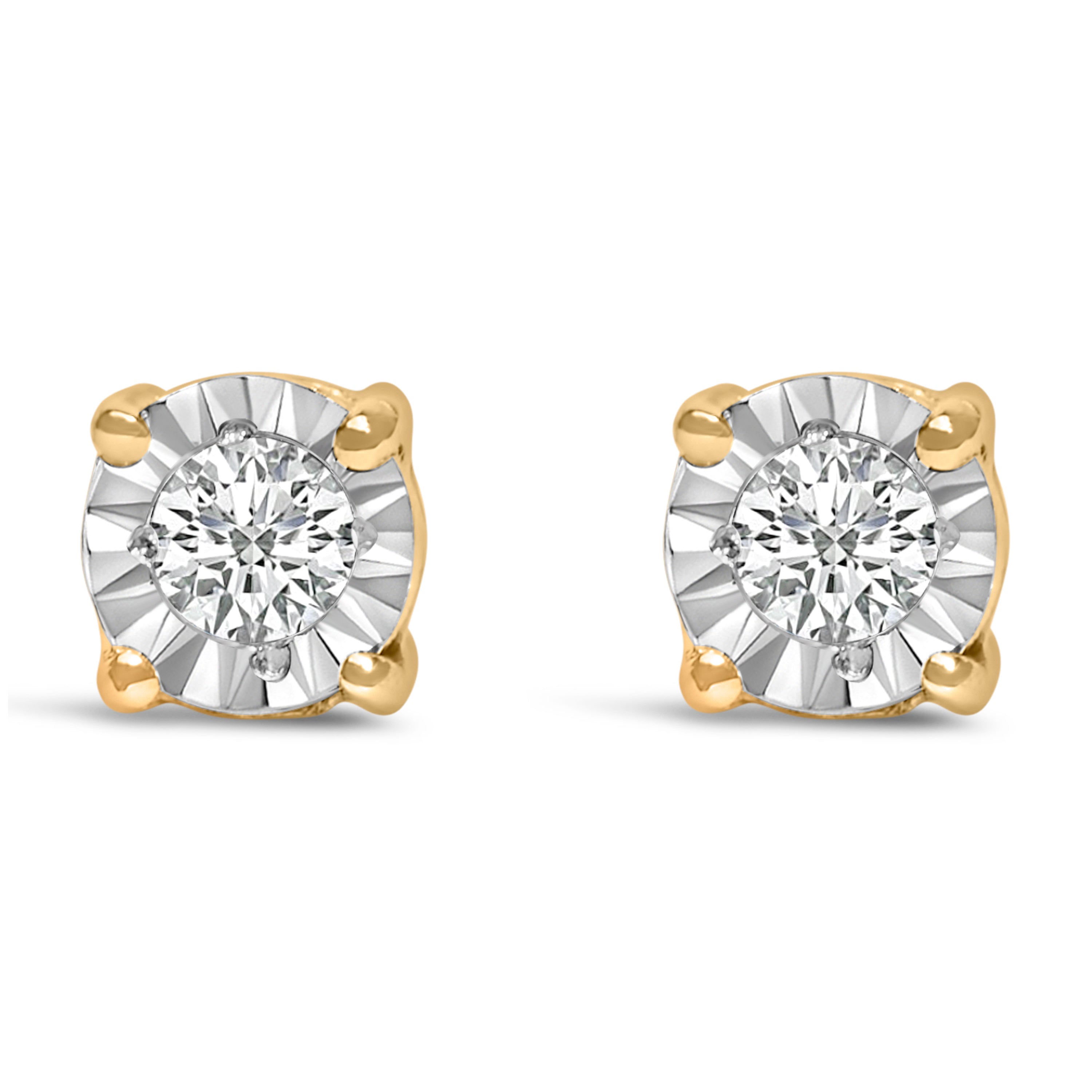 .925 Sterling Silver 1/10 Cttw Round Brilliant-Cut Lab Grown Diamond Miracle-Set Stud Earrings F-G Color, VS1-VS2 Clarity on sale at MyriadMart