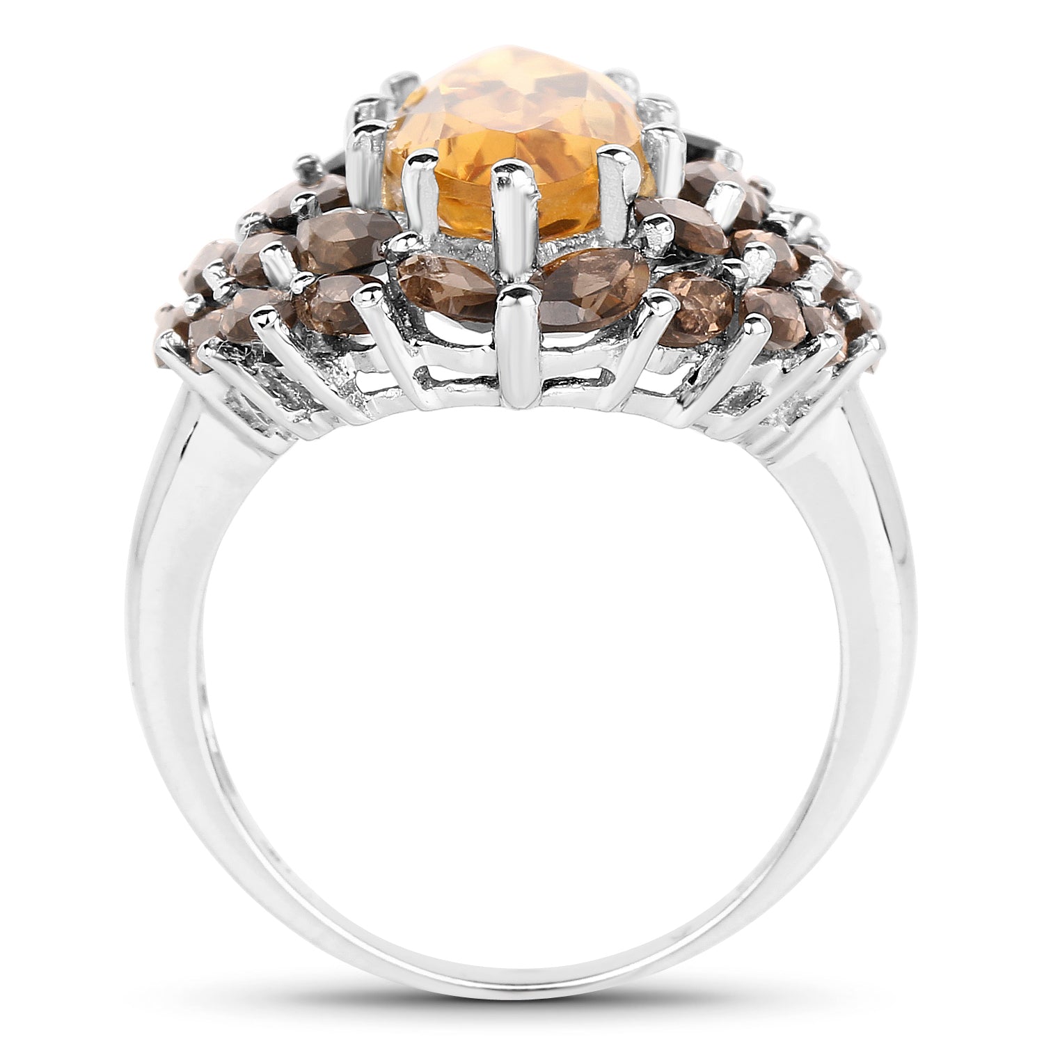 6.20 Carat Genuine Citrine & Smoky Quartz .925 Sterling Silver Ring on sale at MyriadMart