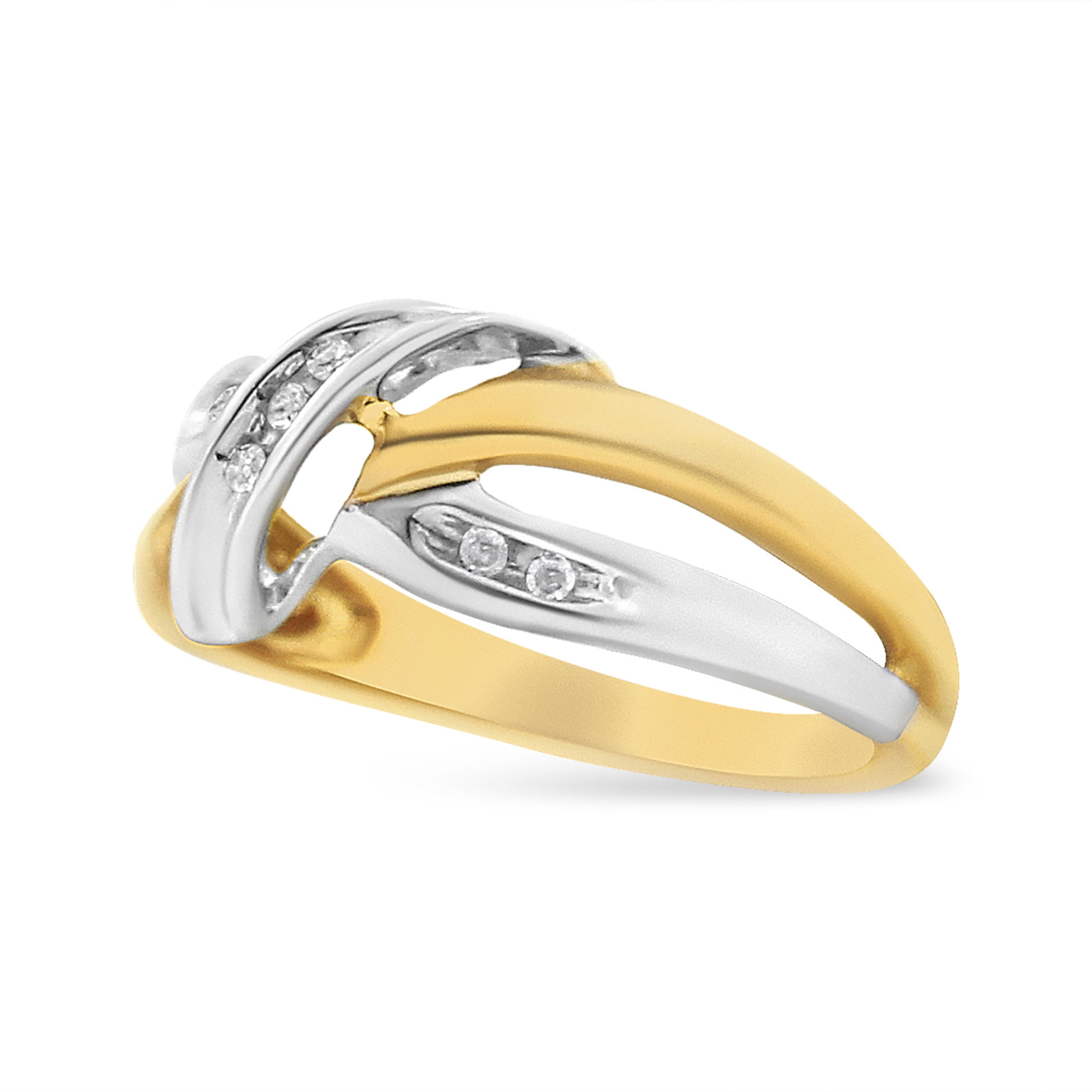 10K Yellow and White Gold 1/20 Cttw Round-Cut Diamond Bypass Ring I2 Color, I-J Clarity on sale at MyriadMart
