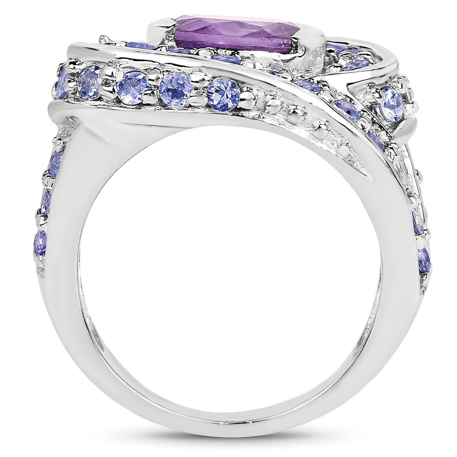 2.76 Carat Genuine Amethyst and Tanzanite .925 Sterling Silver Ring on sale at MyriadMart