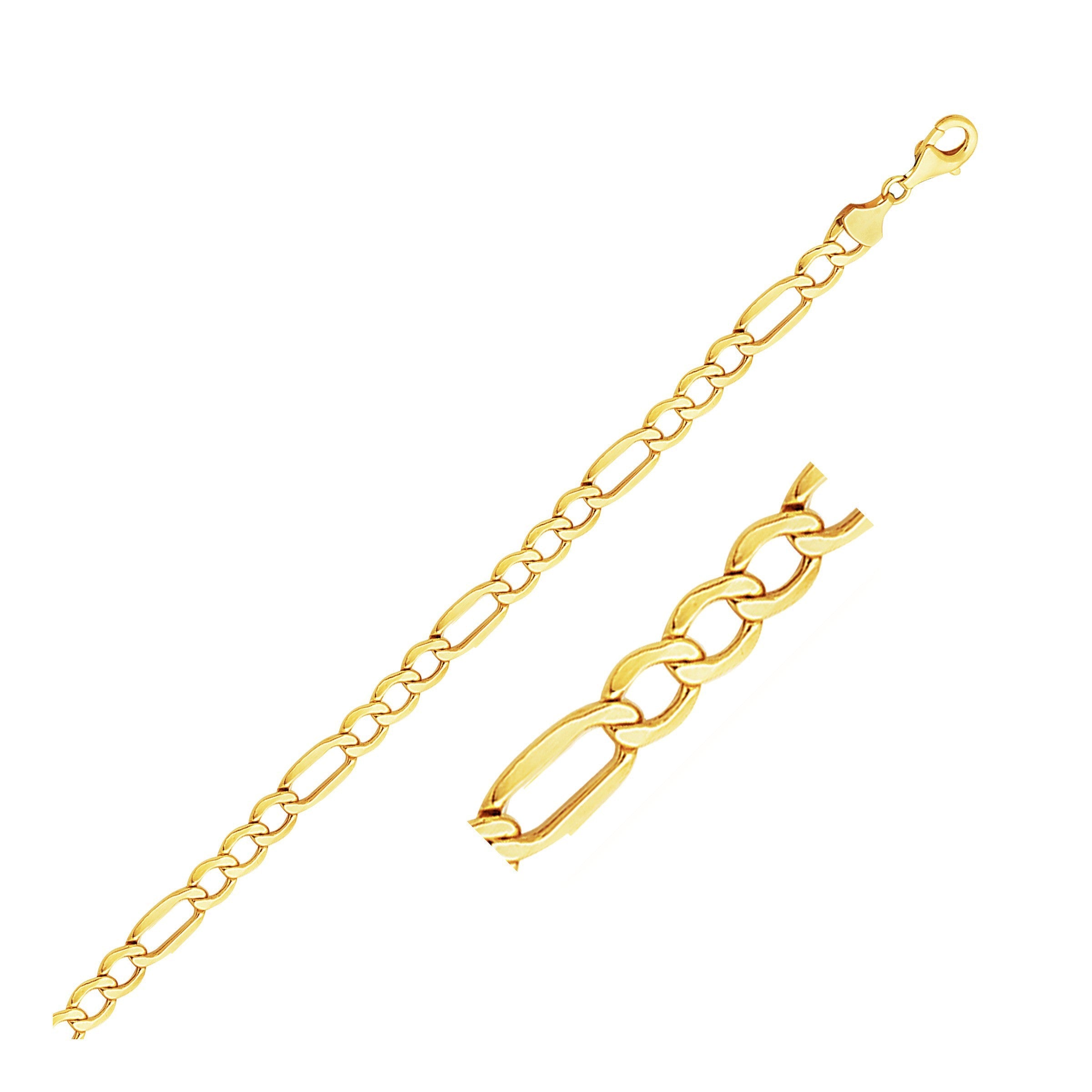 6.5mm 14k Yellow Gold Lite Figaro Bracelet on sale at MyriadMart