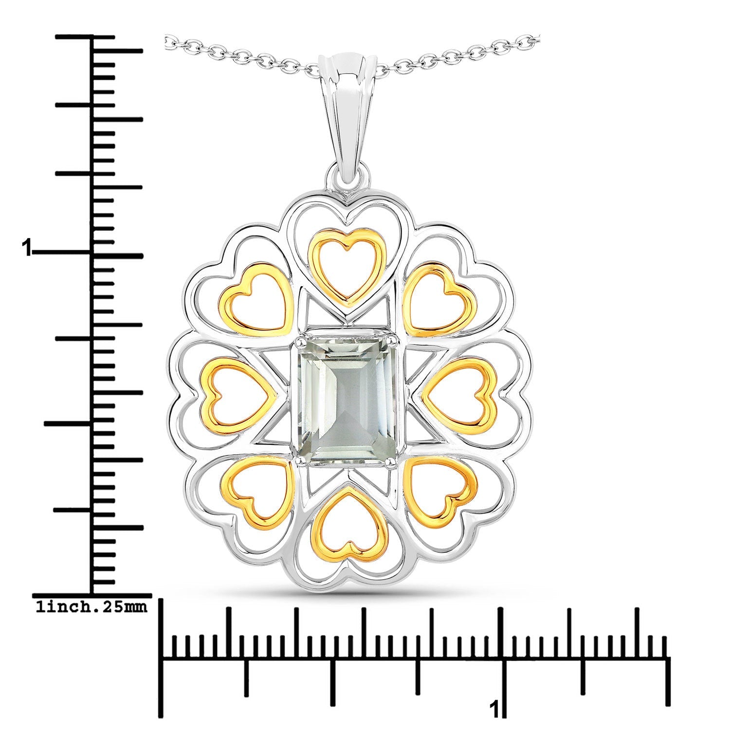 2.10 Carat Genuine Green Amethyst .925 Sterling Silver Pendant on sale at MyriadMart