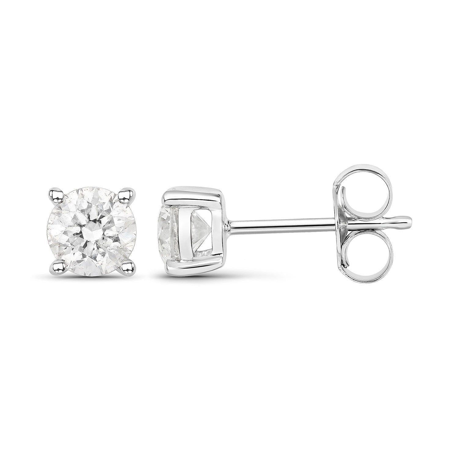 0.80 Carat Genuine White Diamond 14K White Gold Earrings on sale at MyriadMart