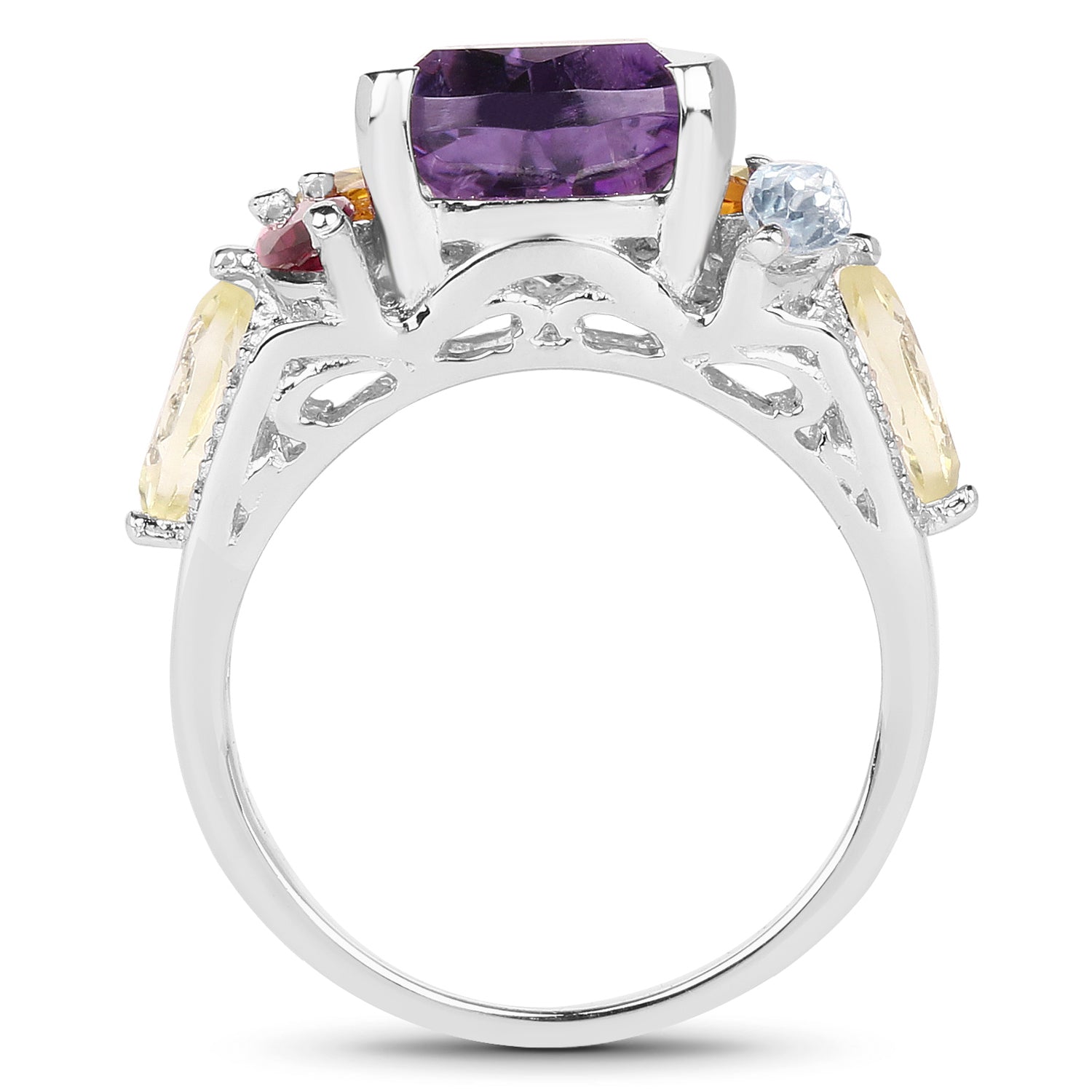 6.30 Carat Genuine Multi Stone .925 Sterling Silver Ring on sale at MyriadMart