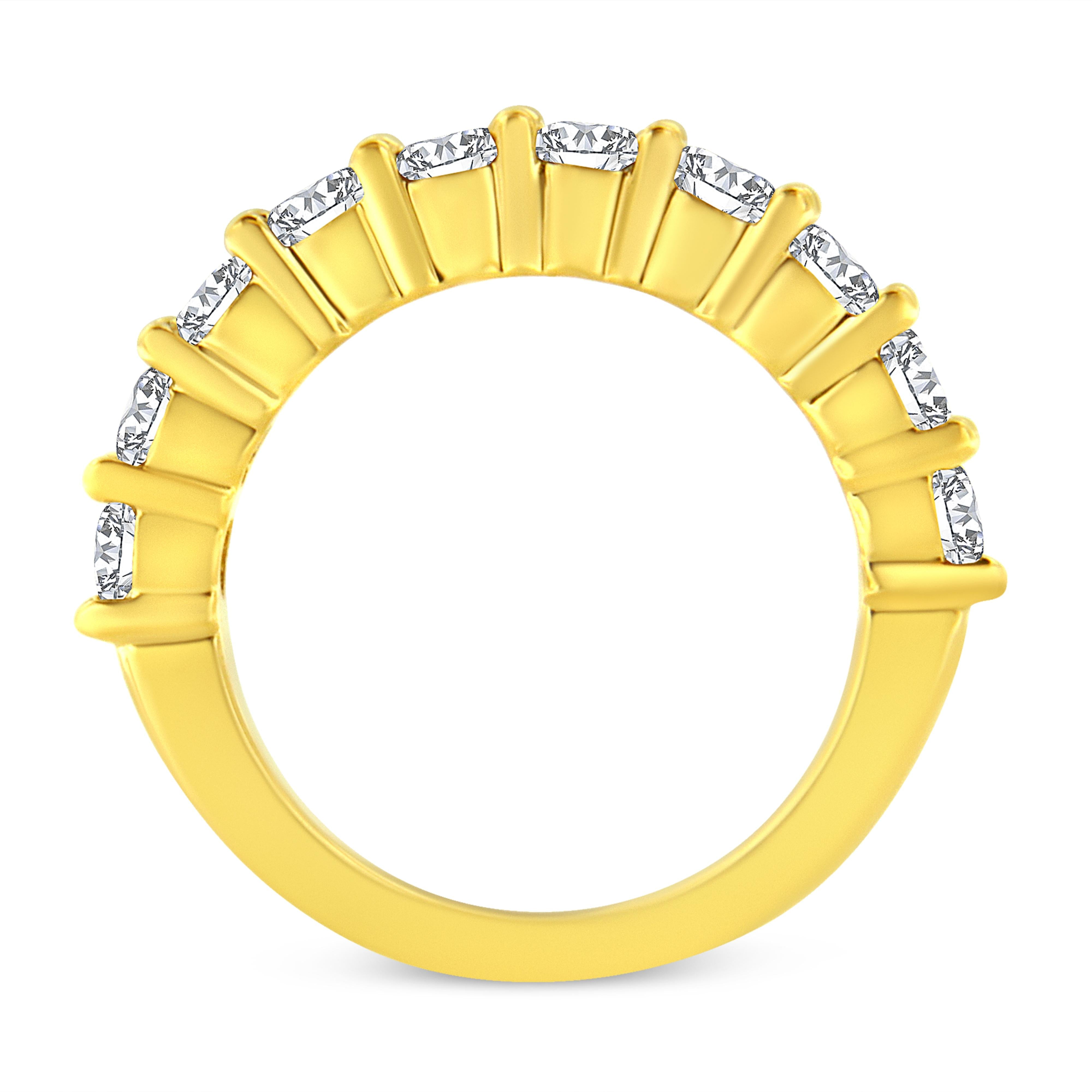 14K Yellow Gold Plated .925 Sterling Silver 2.0 Cttw Round Brilliant Cut Diamond 10 Stone Anniversary Band Ring J-K Color, I1-I2 Clarity - Size 7 on sale at MyriadMart
