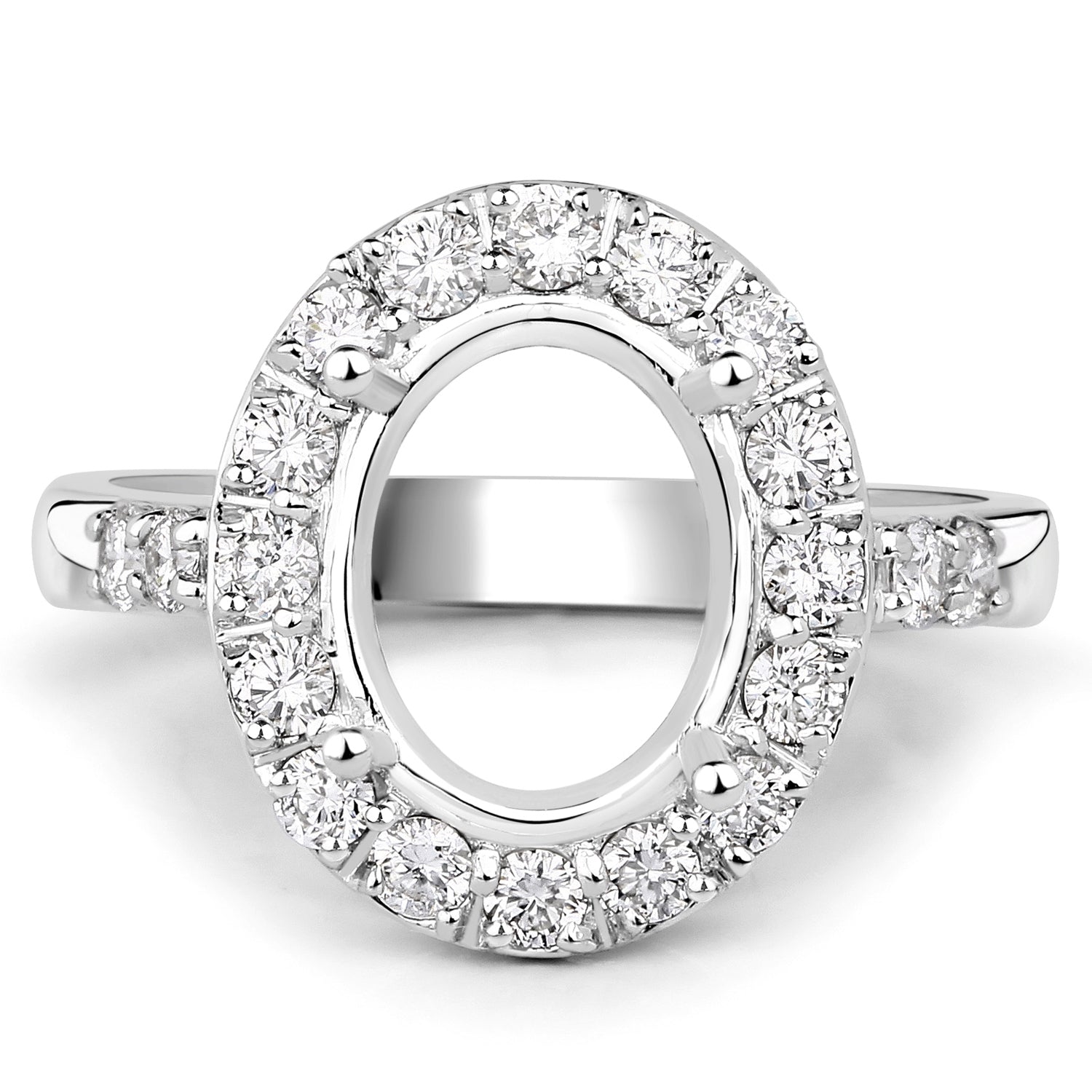 0.60 Carat Genuine White Diamond 14K White Gold Semi Mount Ring - holds 10x8mm Oval Gemstone on sale at MyriadMart
