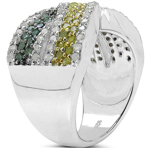 1.44 Carat Genuine Multi Diamond .925 Sterling Silver Ring on sale at MyriadMart