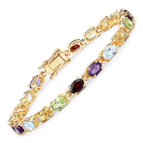 8.96 Carat Genuine Multi Stones .925 Sterling Silver Bracelet on sale at MyriadMart