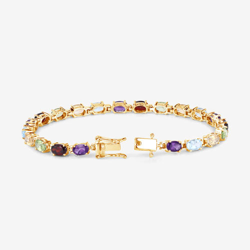 8.96 Carat Genuine Multi Stones .925 Sterling Silver Bracelet on sale at MyriadMart