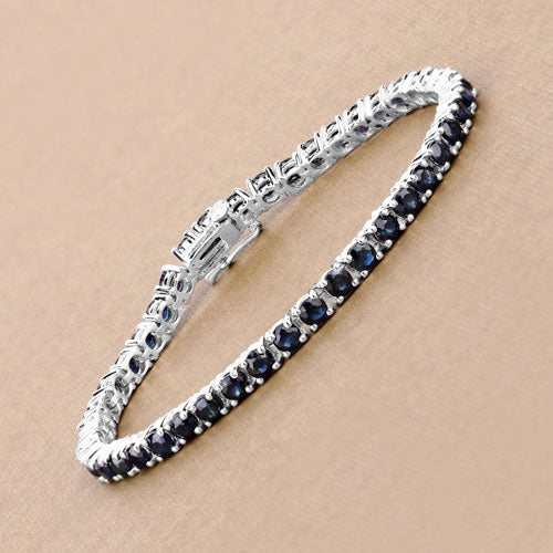 8.36 Carat Genuine Blue Sapphire .925 Sterling Silver Bracelet on sale at MyriadMart