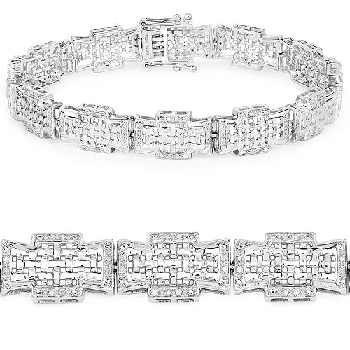 0.48 Carat Genuine White Diamond .925 Sterling Silver Bracelet on sale at MyriadMart
