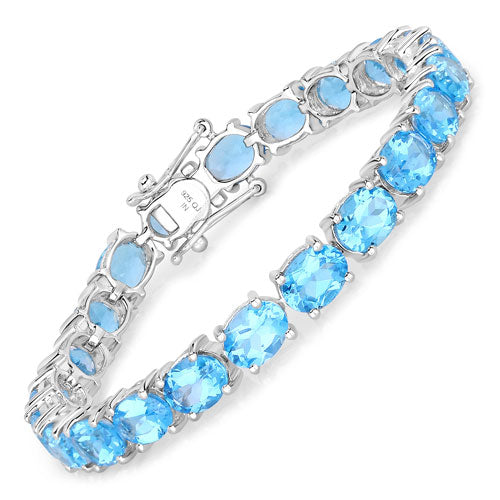 35.20 Carat Genuine Swiss Blue Topaz .925 Sterling Silver Bracelet on sale at MyriadMart