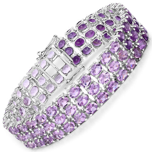 32.30 Carat Genuine Amethyst .925 Sterling Silver Bracelet on sale at MyriadMart