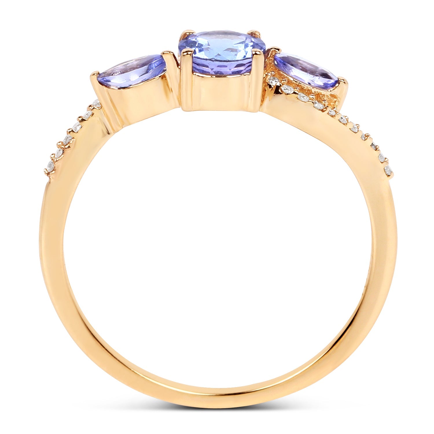 0.70 Carat Genuine Tanzanite and White Diamond 14K Yellow Gold Ring on sale at MyriadMart