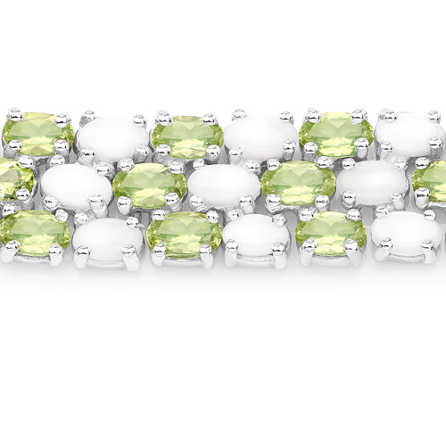 19.73 Carat Genuine Opal and Peridot .925 Sterling Silver Bracelet on sale at MyriadMart