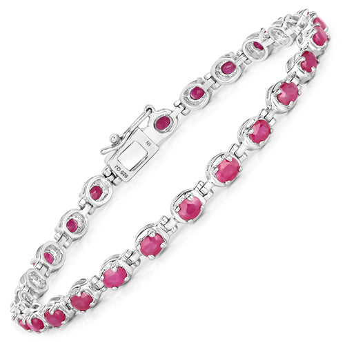 5.50 Carat Genuine Ruby .925 Sterling Silver Bracelet on sale at MyriadMart